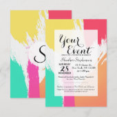 Invitation Brochures à peinture multicolore (Devant / Derrière)