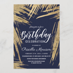 Invitation Brochures d'or moderne Marine Blue Chic Anniversai