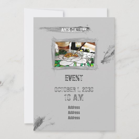 Invitation Brochures Gris Amiable Taches Taches Tiré À La Mai (Devant)