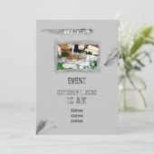 Invitation Brochures Gris Amiable Taches Taches Tiré À La Mai (Debout devant)