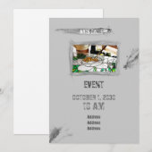 Invitation Brochures Gris Amiable Taches Taches Tiré À La Mai (Devant / Derrière)