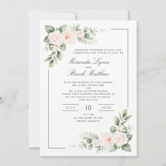 Invitation Brock Miranda Sage Blush Floral Watercolor Wedding (Devant)