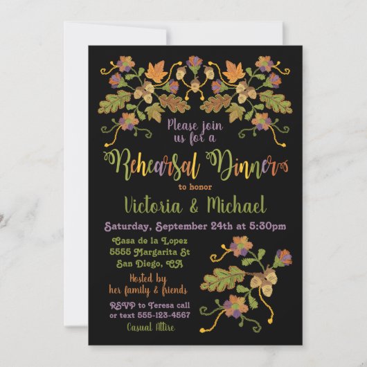 Invitation Broderie d'art populaire Automne Répétition d'auto (Devant)