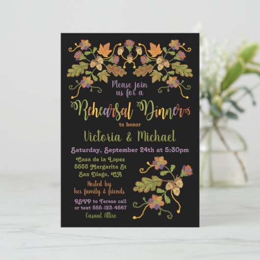 Invitation Broderie d'art populaire Automne Répétition d'auto (Debout devant)