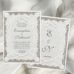 Invitation Broderie Fausse Dentelle Intemporelle Mariage Form