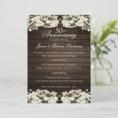 Invitation Broderie Florale Vintage Rustique 50e Anniversaire (Debout devant)