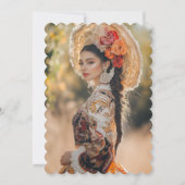 Invitation Broderie mexicaine Otomi Gras Colorée Quinceañera (Dos)