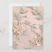 Invitation Broderie moderne en satin rose et brunch nuptial e (Dos)