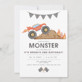 Invitation BRODI Red Monster Truck Boy Anniversaire (Devant)