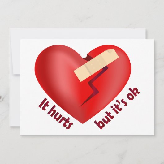 Invitation Broken heart healed with patch and life quote (Devant)