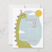 Invitation Brontosaurus Sky Dinosaur Fille Anniversaire (Devant)