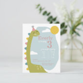 Invitation Brontosaurus Sky Dinosaur Fille Anniversaire (Debout devant)