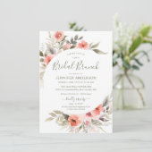 Invitation Bronzage nuptial Aquarelle Blush Rose Wreath (Debout devant)