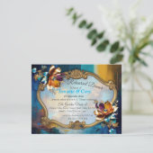 Invitation bronze Abstrait, style baroque bleu or (Debout devant)