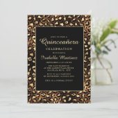 Invitation Bronze Black Gold Leopard Quinceañera Party (Debout devant)
