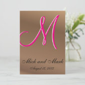 Invitation Bronze Cuivre Pecan Oak Personnalisable Sombre (Debout devant)