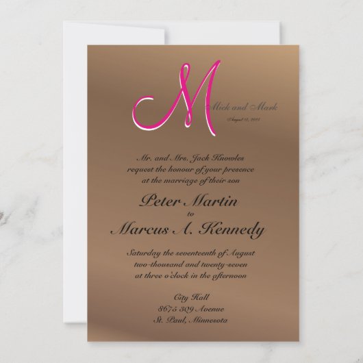 Invitation Bronze Cuivre Pecan Oak Personnalisable Sombre (Dos)