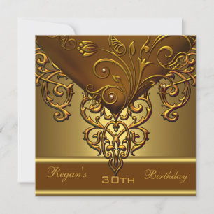 Invitation Bronze Doré Ancien Orné 30ème Anniversaire Élégant
