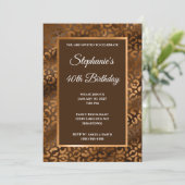 Invitation Bronze et Brown Foil Léopard Glam 40e anniversaire (Debout devant)