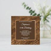 Invitation Bronze et Brown Foil Leopard Glam 50e anniversaire (Debout devant)