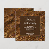 Invitation Bronze et Brun Feuille de Léopard Glam 50e Anniver (Devant / Derrière)