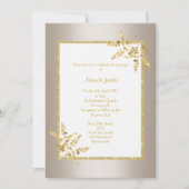 INVITATION BRONZE FEUILLE D'OR BLANC ÉLÉGANT MARIAGE CLASSÉ (Devant)