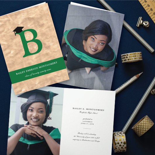 Invitation Bronze Foil Monogramme Alphabet B Moderne Photo Gr