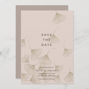 Invitation Bronze Ginkgo Feuille rose beige Enregistrer la ca
