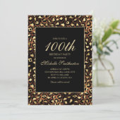 Invitation Bronze Gold Black Leopard 100e fête d'anniversaire (Debout devant)
