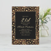 Invitation Bronze Gold Black Leopard 21e fête d'anniversaire (Debout devant)