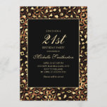 Invitation Bronze Gold Black Leopard 21e fête d'anniversaire<br><div class="desc">Elégant et élégant bronze,  or,  et noir léopard/guépard imprimer 21ème anniversaire invitation pour les femmes. Le texte est personnalisable,  alors faites-le vous-même. Contactez-nous pour obtenir de l'aide sur la personnalisation ou pour demander des produits correspondants.</div>