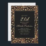 Invitation Bronze Gold Black Leopard 21e fête d'anniversaire<br><div class="desc">Elégant et élégant bronze,  or,  et noir léopard/guépard imprimer 21ème anniversaire invitation pour les femmes. Le texte est personnalisable,  alors faites-le vous-même. Contactez-nous pour obtenir de l'aide sur la personnalisation ou pour demander des produits correspondants.</div>