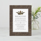 Invitation Bronze Gold Vintage Heraldique Bar Mitzvah (Debout devant)