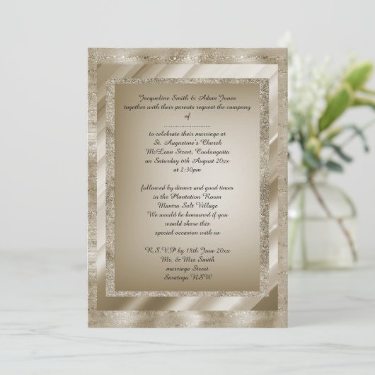 Invitation Bronze Multi Patternes élégante papeterie de maria (Debout devant)