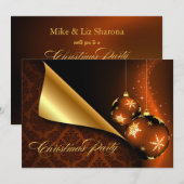 Invitation Bronze Noir Elégant Embellisement de l'or Noël (Devant / Derrière)