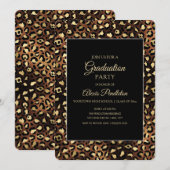 Invitation Bronze Or Noir Léopard Guépard Fête de Remise de D (Devant / Derrière)