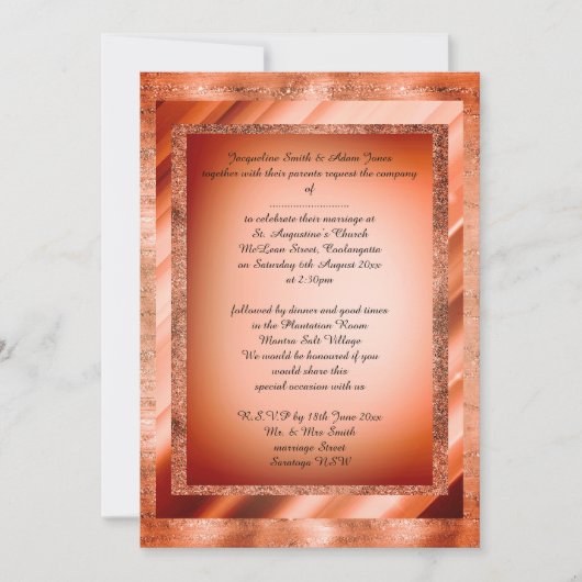 Invitation Bronze Orange Multi Patternes mariage élégant (Devant)