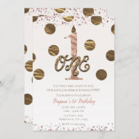 Bronze Pois Rose Or ONE 1 1er anniversaire