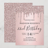 Invitation Bronze rosé jeune fille dame pailleté (Devant / Derrière)