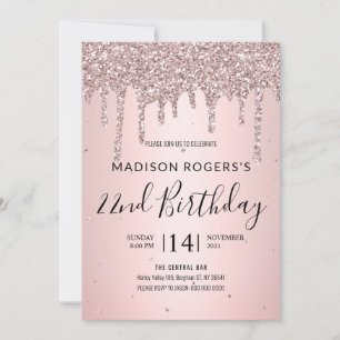 Invitation Bronze rosé jeune fille dame pailletée