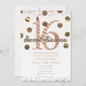 Invitation Bronze Rose Pois Gold Sweet 16 Anniversaire (Devant)