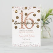 Invitation Bronze Rose Pois Gold Sweet 16 Anniversaire (Debout devant)