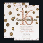 Invitation Bronze Rose Pois Gold Sweet 16 Anniversaire<br><div class="desc">Bronze Rose Pois Gold Sweet 16 Anniversaire Invitation</div>