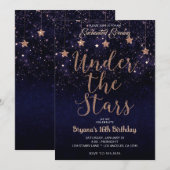 Invitation Bronze Violet Enchanté Sous Les Étoiles 16 Ans (Devant / Derrière)