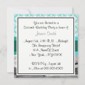 Invitation Brooklyn Bridge Turquoise Blanc Damask Sweet 16 (Dos)