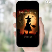 Invitation Broom silhouette sorcière moderne Halloween Party