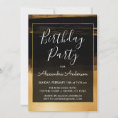 Invitation Brosse à huile noire et or Strot N'importe quel âg (Devant)