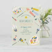 Invitation Brosse à peinture d'art coloré Graduation (Debout devant)