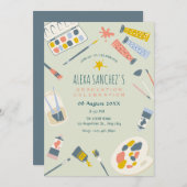 Invitation Brosse à peinture d'art coloré Graduation (Devant / Derrière)