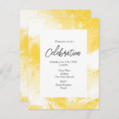Invitation Brosse Abstraite jaune et blanche (Devant / Derrière)